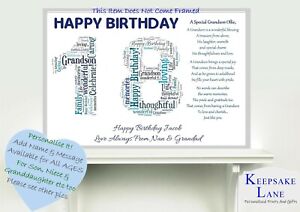 16th 18th 21st Granddaughter Grandaughter Personalised Birthday Gift Keepsake