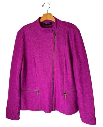 Talbots Jacke Damen 12 breit lila Wollmischung asymmetrischer Reißverschluss Stehkragen Mantel - Bild 1 von 10