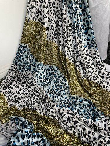 1 mtr gelb/türkis mehrfarbig Tier Leopardenmuster Samt Stoff. 58 "breit - Bild 3 von 12