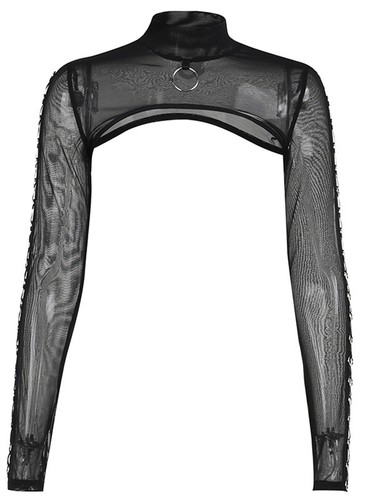Womens Fishnet Lace Long Sleeve Shrug Cover Ups See Through Crop Top Clubwear - Picture 11 of 32