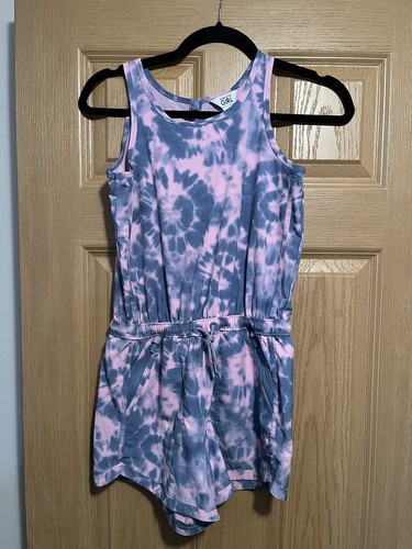 Athleta Girl On The Go Romper Blue Purple Pink Drawstring Pockets Size Large/12
