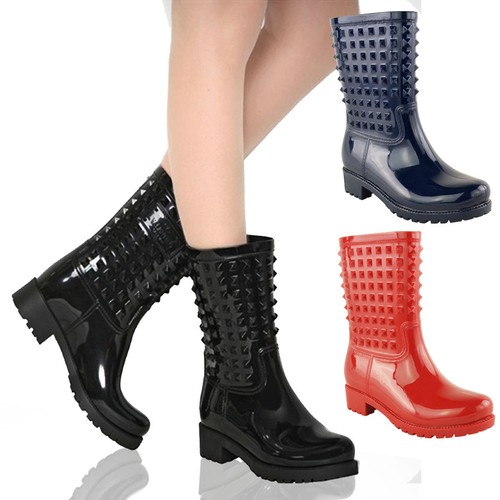 LADIES WOMENS WELLIES WATERPROOF LOW ANKLE RAIN BOOTS WELLINGTON FESTIVAL SHOES