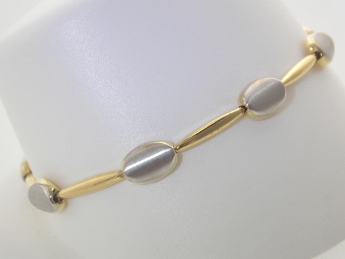 "PULSERA DE DISEÑO ELEGANTE DE ORO AMARILLO Y BLANCO DE 14K 6mm 4.8g 7 1/4" - Imagen 2 de 7