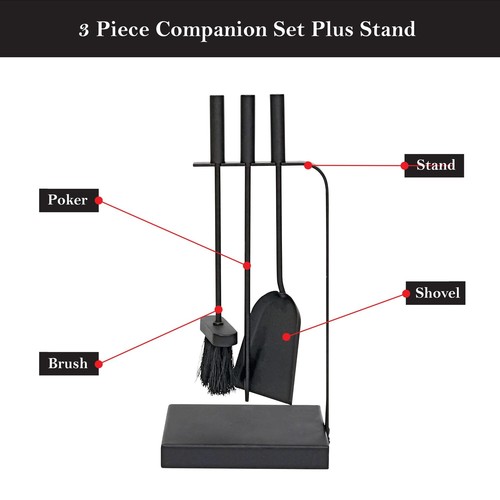 JVL Belmont Contemporary Fireside Companion Curve Tool Set, Stahl, schwarz, 23 x 1 - Bild 10 von 15