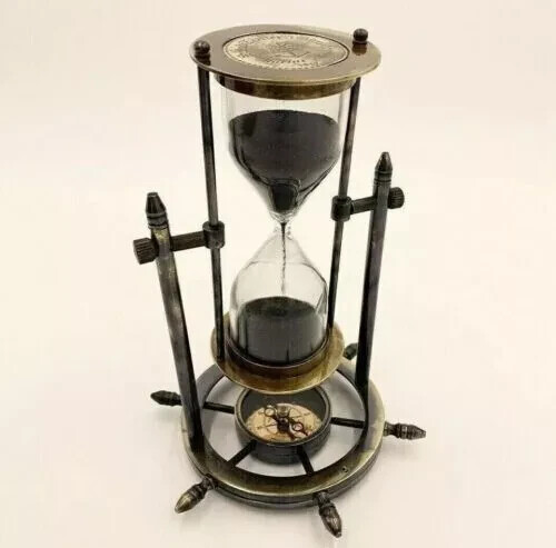 Sand Timer Hourglass Brass Nautical Maritime Hour Glass Vintage Sand Clock Gift - Picture 1 of 4