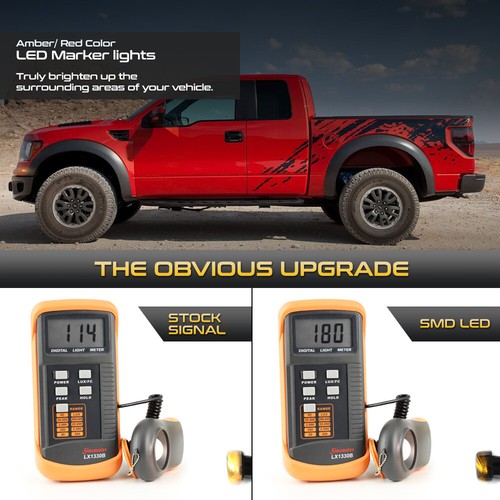 For 2010-2014 Ford F-150 Raptor Front Amber Rear Red LED Side Marker Lights Kit - Foto 4 di 6