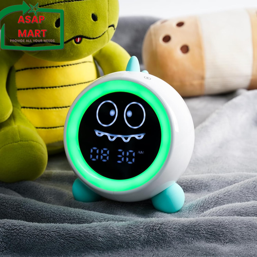 Kids Alarm Clock, Toddler Sleep Training Clock with Night Lights, Sound Machine, - Picture 5 of 12