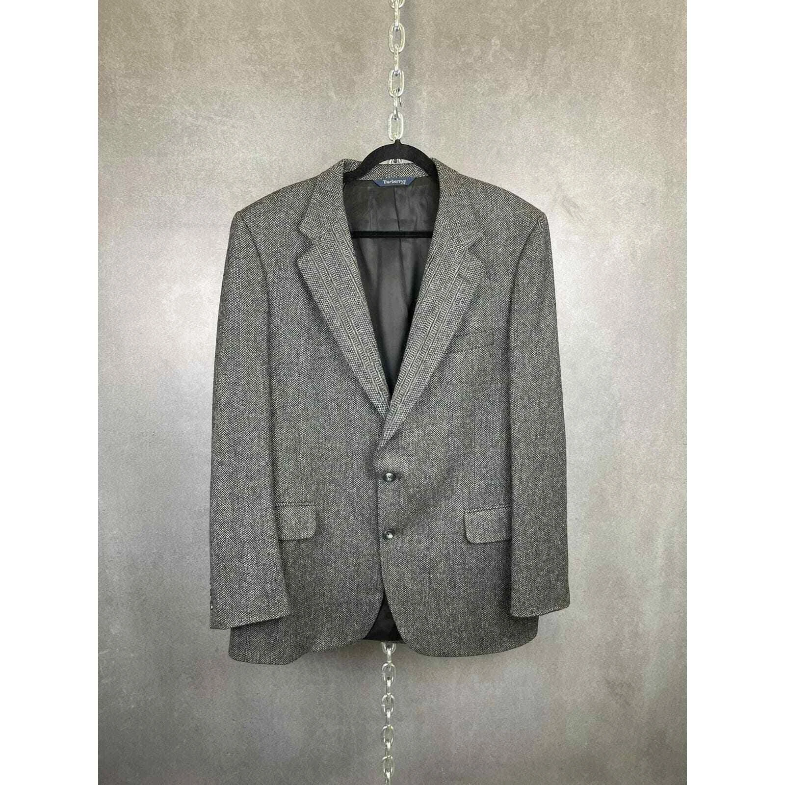 Blazer Burberrys vintage uomo 00 grigio tweed 100% pura lana