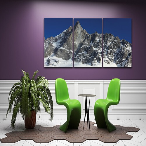 Westface petit dru Mountain in Snow 3x Canvas Wall Art Print & Poster Picture - Picture 2 of 7