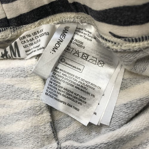 H&M Stretch Waist Zebra Print Black & White Leggings Girl's Size 5-6 Years Old - Picture 6 of 11