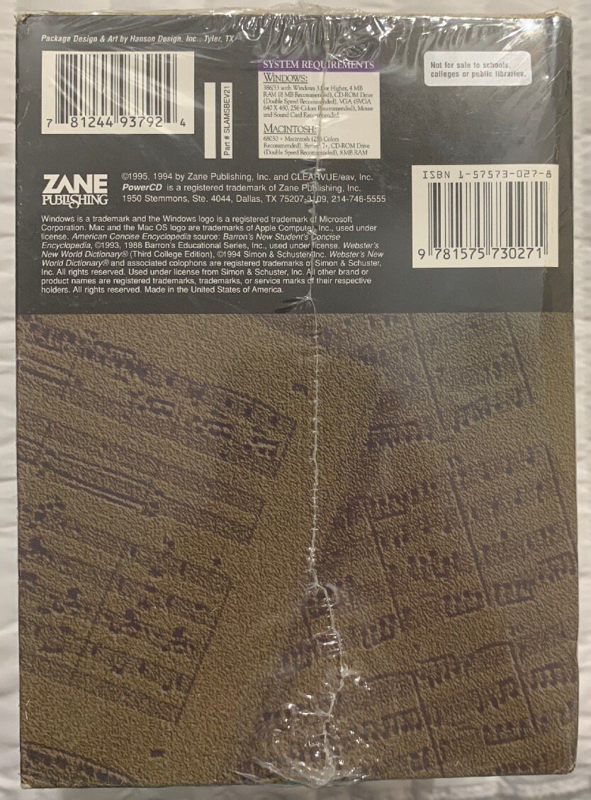 VTG Art & Music Collector's Set Zane Publishing 1995 Sealed Free