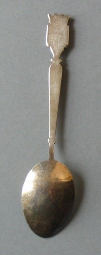PETITE CUILLÈRE MÉTAL ARGENTE - BLASON "ALOS" - POINÇON AUGIS - COLLECTION - Picture 2 of 2