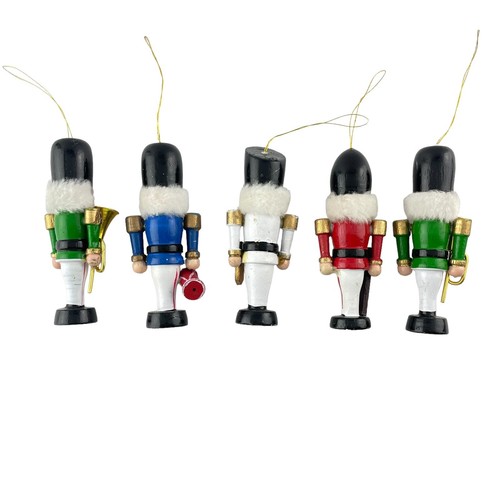 Juego de 5 figuras de orquesta de madera con adornos de banda de soldado de juguete de Navidad - Imagen 2 de 4