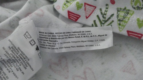 American Girl Bitty Baby Hearts & Pines Girls Holiday PJ Top - Size 5 - EUC - Picture 5 of 5
