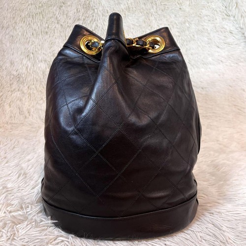 Chanel Black Leather Drawstring Chain Shoulder Bag From Japan - Picture 2 of 16