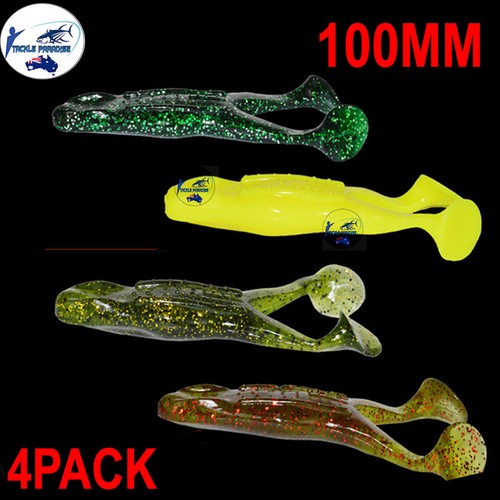 Soft Plastic Paddle Tail Frog Fishing Lures 100mm Frogs T Tail Bass Cod