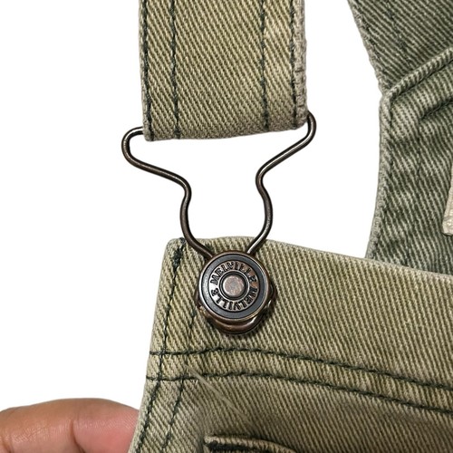 Melville Denim Shortalls Damen groß olivgrün roher Saum Fee Kobold Festival - Bild 9 von 15