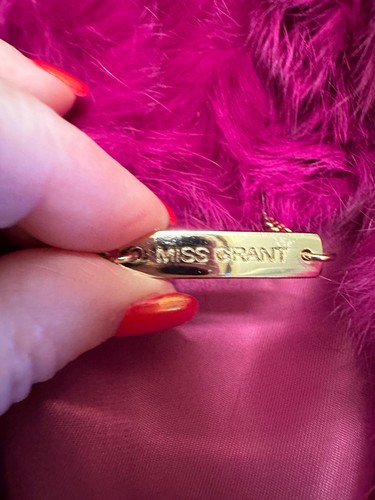Pre-owned MISS GRANT Girl's Fuchsia Rabbit Fur Jacket w Nylon Sleeves SZ 10-11 - Picture 5 of 5