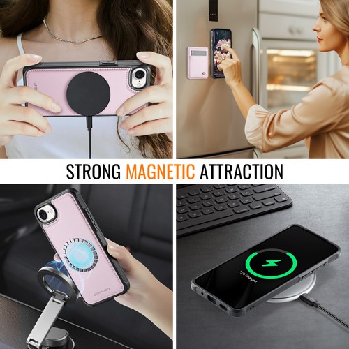 For iPhone 16e Leather 2-in-1 Detachable Pouch Wallet Case Magnetic Phone Cover - Picture 40 of 73