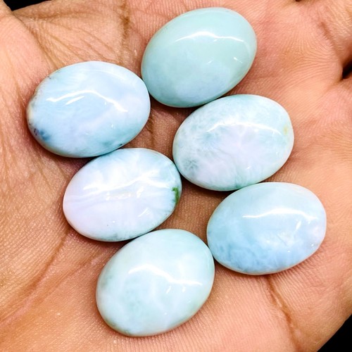 6 Pcs Natural Larimar 21-21.5mm Oval Loose Cabochon Untreated Gemstones Lot - Picture 6 of 6