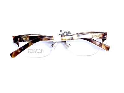 New Flower Brown Metal Half Rim Cat Eye Frame Eyeglasses 6014 200