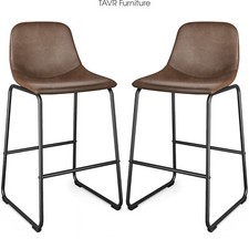 Modern PU Leather Bar Stools with Back and Footrest Set of 2, Brown