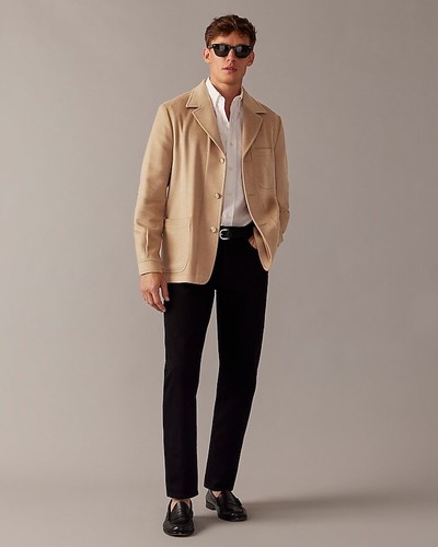 New J Crew Wallace And Barnes Chore Blazer 100% Camel Hair Italy Size 44R $850 - Picture 3 of 7