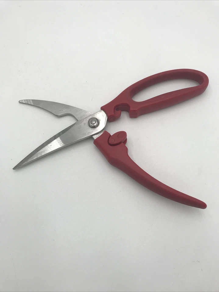 Sabatier kitchen shears red 9.5" serrated curved blade VGC scissors cooking - Image 3 of 4