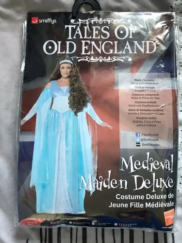Medieval Maiden Fancy Dress Small 8 10 Deluxe Adult History Princess Outfit Head - Picture 20 of 24