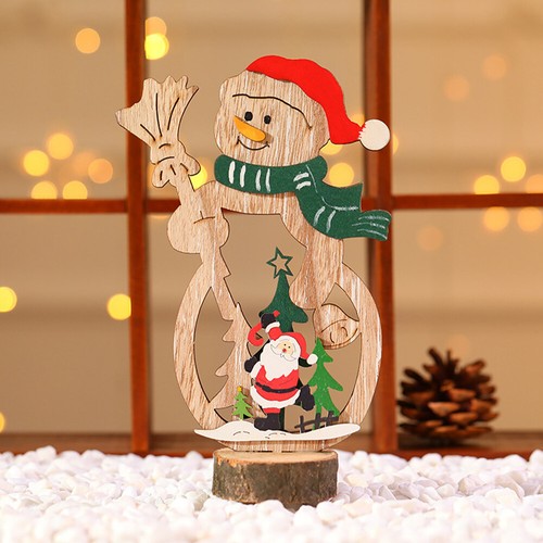 Adorno de Navidad de madera mesa copo de nieve Santa Claus muñeco de nieve árbol decoración del hogar - Imagen 16 de 16