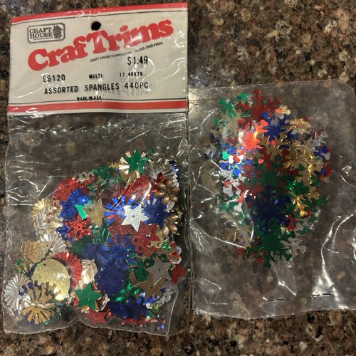 Vintage Craft House Craft rims Sequin Assorted Spangles and Snowflakes Christmas