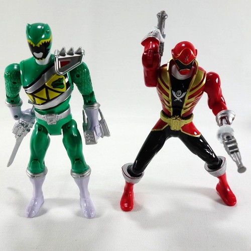 Bandai SCG Power Rangers Green Dino Charge & Red Super MegaForce Action Figures - Picture 1 of 6
