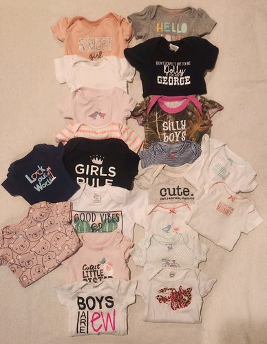 31 LOT NB-3 Month Short Sleeve Girl Bodysuit | Carters | Old Navy | Cloud Island - Picture 2 of 3