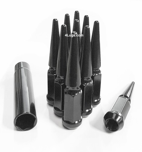 20 Black Spike Lug Nuts 9/16" 4.4" Tall w/Key Fits Dodge Ram 1500 Dakota Durango - Picture 1 of 2