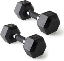 2x Dumbbells Pair Coated Rubber Dumbbell 3/5/8/10/12/15/20/25/30/35/40/45/50 LBS