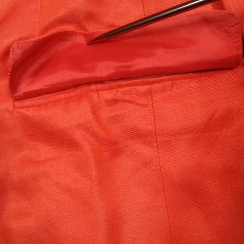 Vintage Alfani Suit Jacket Womens 16W Orange Silk Linen Blend Faux Pocket - Picture 7 of 12