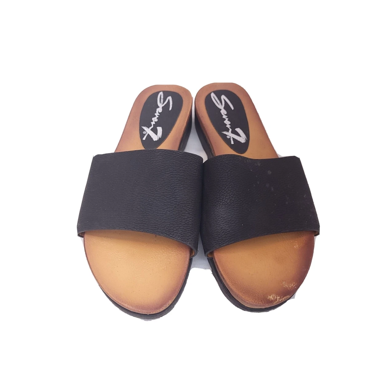 Seven7 Pearl Slide Black Slip On Fashion Sandal Flats Shoes Womens