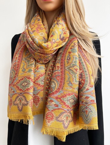 Womens Long Bright Rainbow Multi Colour Paisley Scarf Pashmina Scarves Shawl - Picture 53 of 89