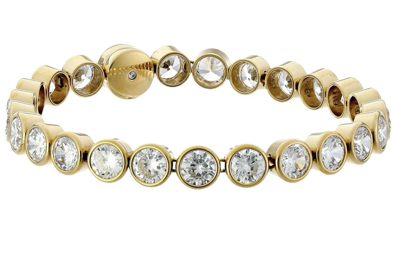MICHAEL KORS Bracciale Tennis Bagaglio Cristallo Tono Oro Chiusura Magnetica