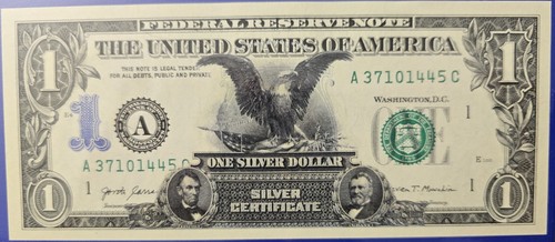 Black Eagle Gedenkmünze 1 $ Banknote Silber Zertifikat