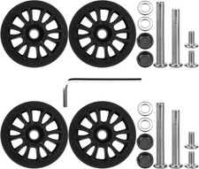 4 Stück 50mm Ersatzräder mit Achse für Gepäckkoffer mit Doppelrad Schwarz