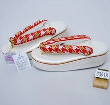 Sandals, heel height, 3-core, 3-core, houndstooth, embroidered thong, one size