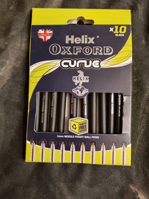 Helix Oxford Curve Kugelschreiber 10er Set schwarze Tinte mit plastikfreier Verpackung