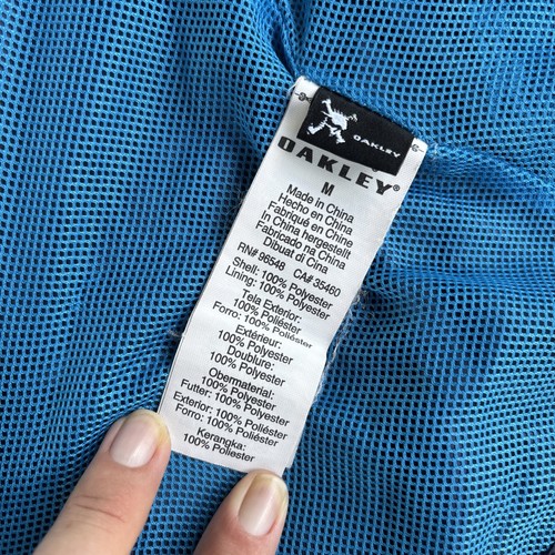 Oakley Herren M Factory Pilot Windbreaker Jacke Full Zip Blau Hoodie Spell Out - Bild 9 von 12