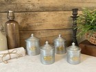 1025⚜️ Ancienne Serie de 4 Pots à Épices en Aluminium Vintage