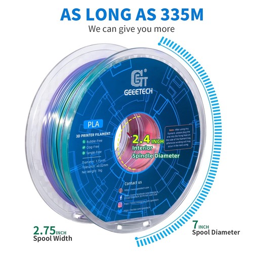 GEEETECH PL 3D Printer Filament 1.75mm,PLA Filament 1KG Spool,Rainbow Multicolor - 第 6/7 張圖片