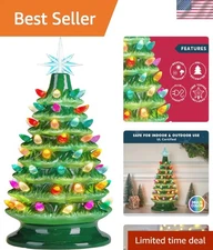 15" Ceramic Christmas Tree, Table Top Christmas Tree with Star Topper, Vintag...