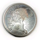 2023 Lady Justice, Silver Shield,  1oz. 999 Fine Silver Round, Light Spotting