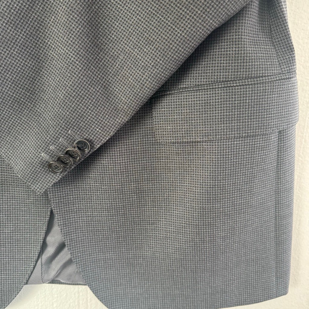 Men's BOSS Hugo Boss Gray Houndstooth Sport Coat Blazer 42R thumbnail 10