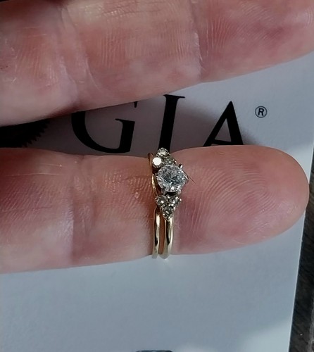 14k Gold GIA Certified 1/2. Carat Diamond W/Engagement Ring Set Size 6